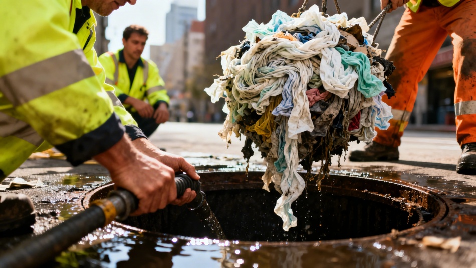 Петербургский «Водоканал» показал гигантский комок мусора из канализации