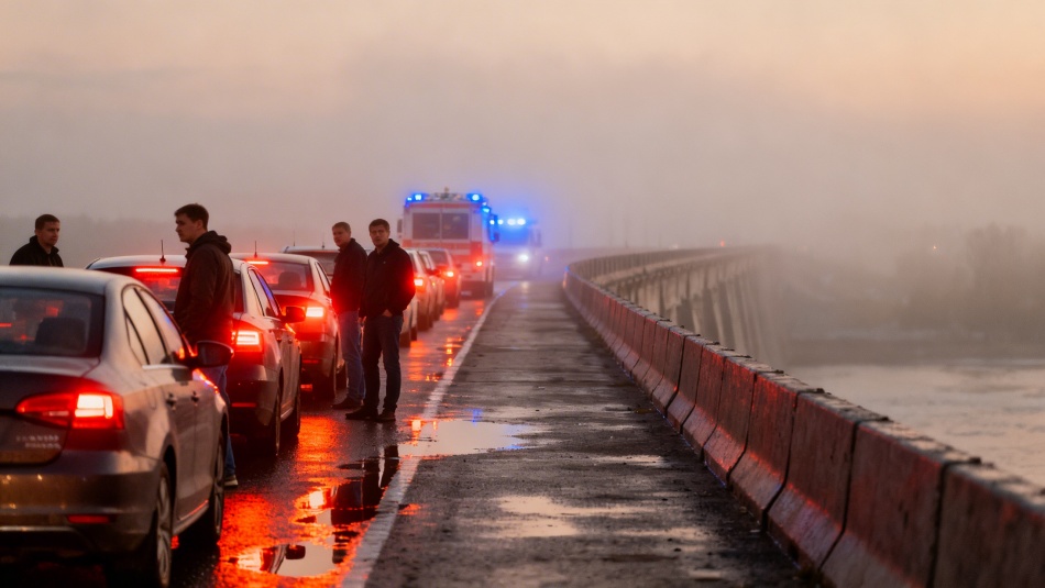 Восемнадцать машин столкнулись на дамбе КАД из-за плотного тумана