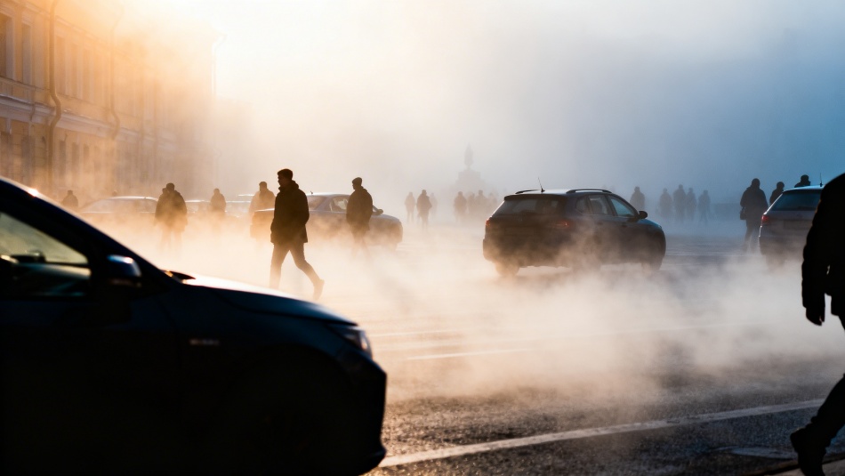 Петербург накрыл густой туман и резкое похолодание