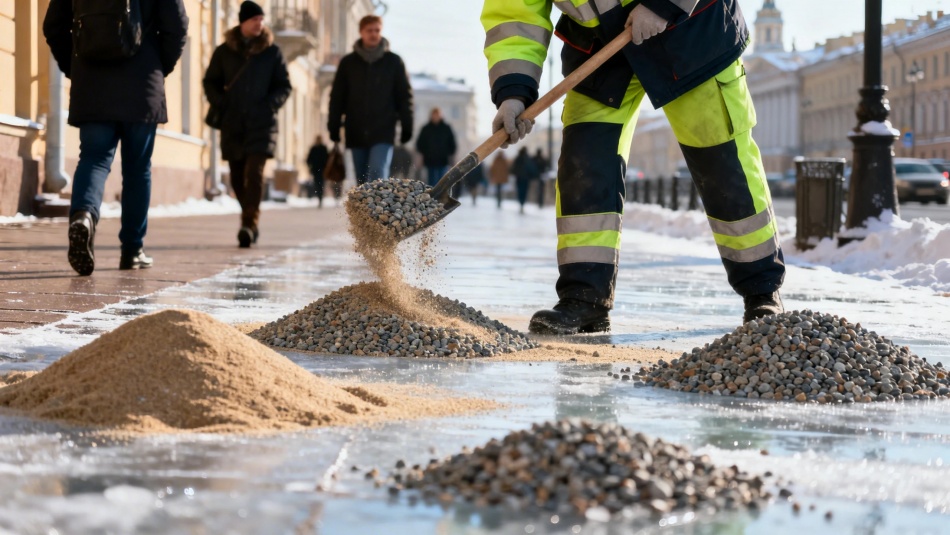 В Петербурге поддержали запрет химии на тротуарах зимой