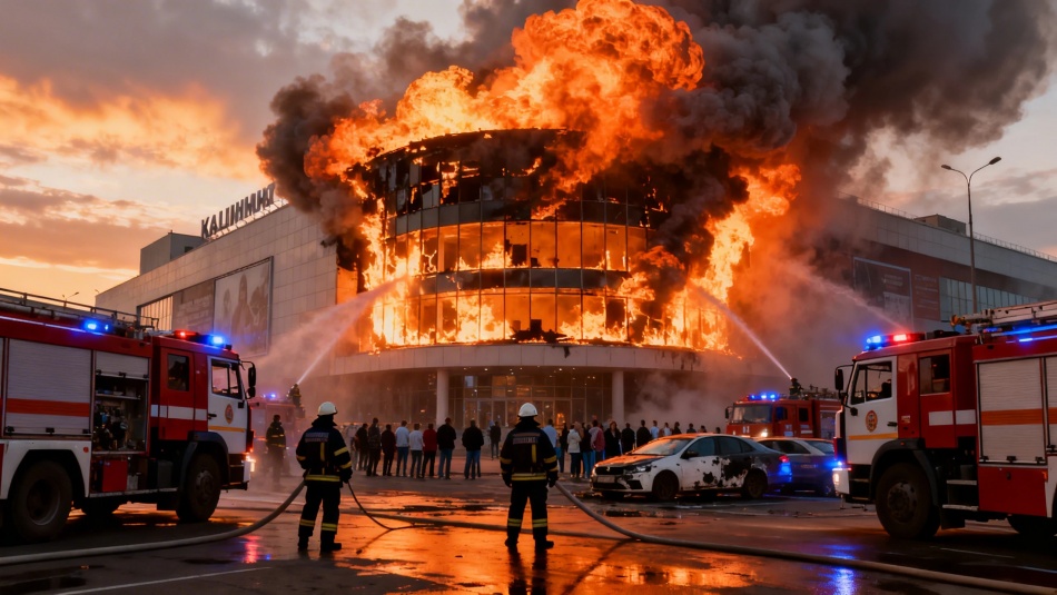 Пожар в торговом центре «Гиант» в Калининграде: эвакуация и рост площади огня