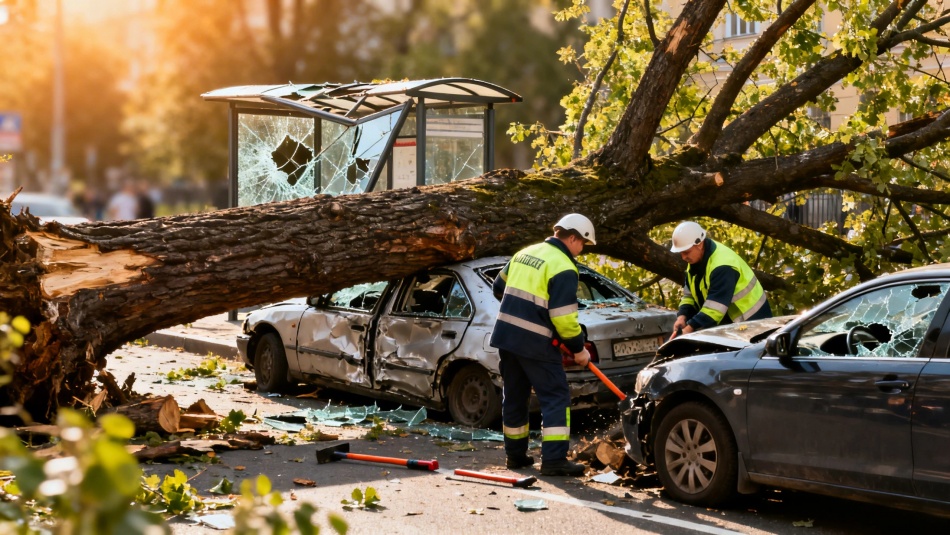 Сильный шторм в Петербурге повалил десятки деревьев и остановки