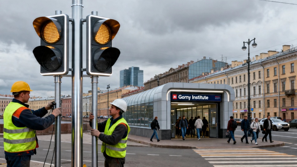 У станции «Горный институт» появятся новые светофоры за 68 млн рублей
