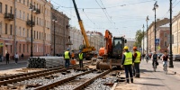 На Бухарестской улице обновляют трамвайные пути протяженностью 6,5 км