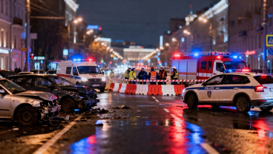 Четыре автомобиля столкнулись на КАД: движение оказалось парализовано