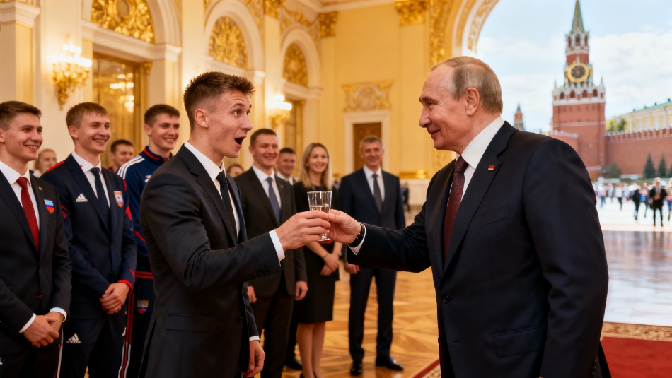 Путин предложил бокал боксеру Беспутину на встрече в Кремле