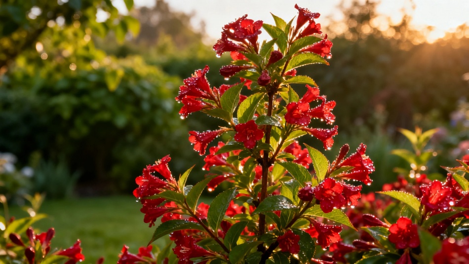 Редкий кустарник с алыми цветами: садовый фаворит сезона