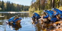 Самцы лягушек в Петербурге весной становятся ярко-голубыми ради брака