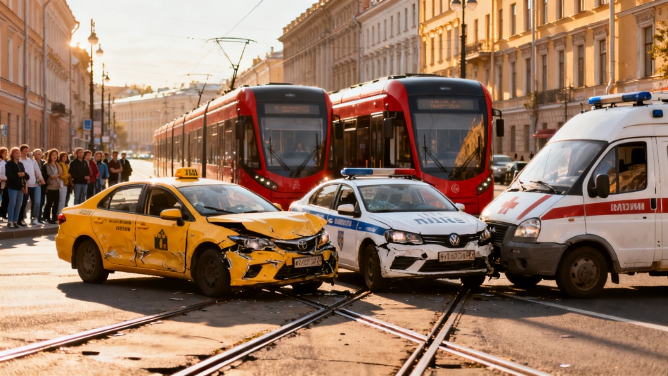 В Белоострове внедорожник Haval протаранил скорую на перекрестке - спецтранспорт в кювете