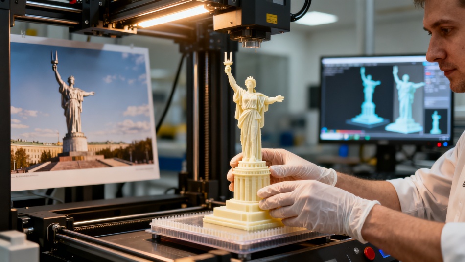 В Петербурге напечатали цифровую миниатюру монумента «Мать-Родина» на 3D-принтере