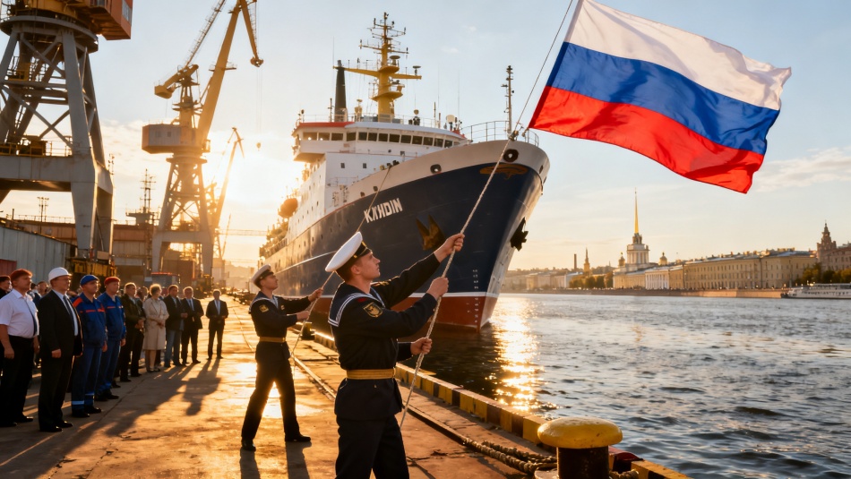 В Петербурге подняли флаг РФ на новом краболове «Кильдин»