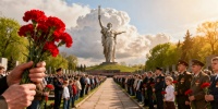 Петербуржцы почтили память защитников Ленинграда на Пискаревском кладбище