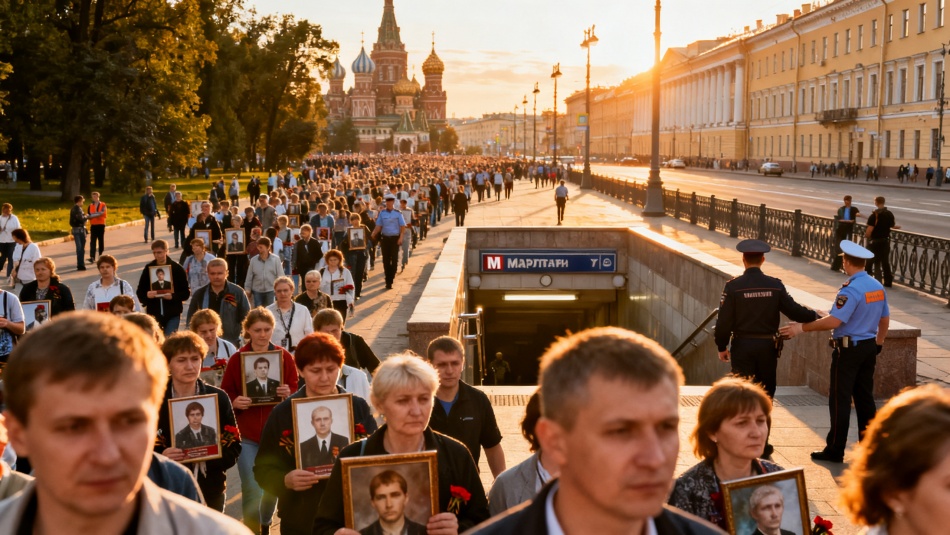 Участников «Бессмертного полка» на Дворцовой направляют к метро