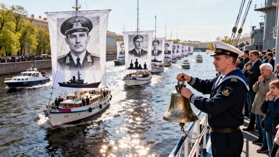 В Петербурге впервые провели акцию «Бессмертный флот» на воде