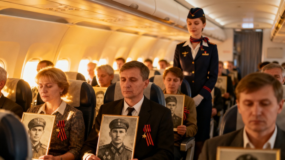 «Бессмертный полк» авиакомпании «Россия» прошел на высоте 10 тысяч метров