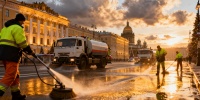В Петербурге потратили 65 тысяч кубометров воды на мойку улиц
