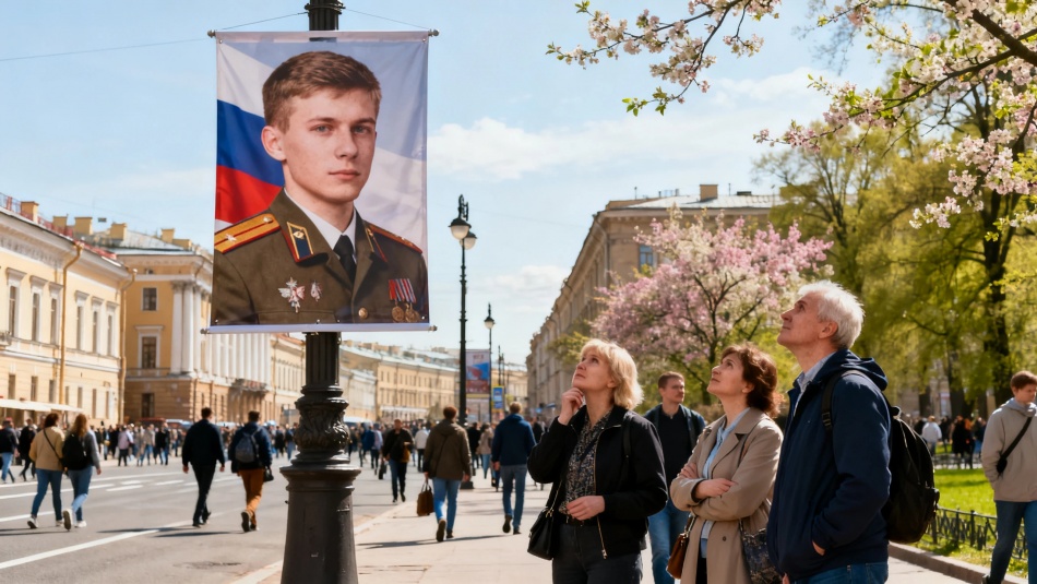 В Петербурге установили баннер с портретом бойца СВО Петра Манджиева