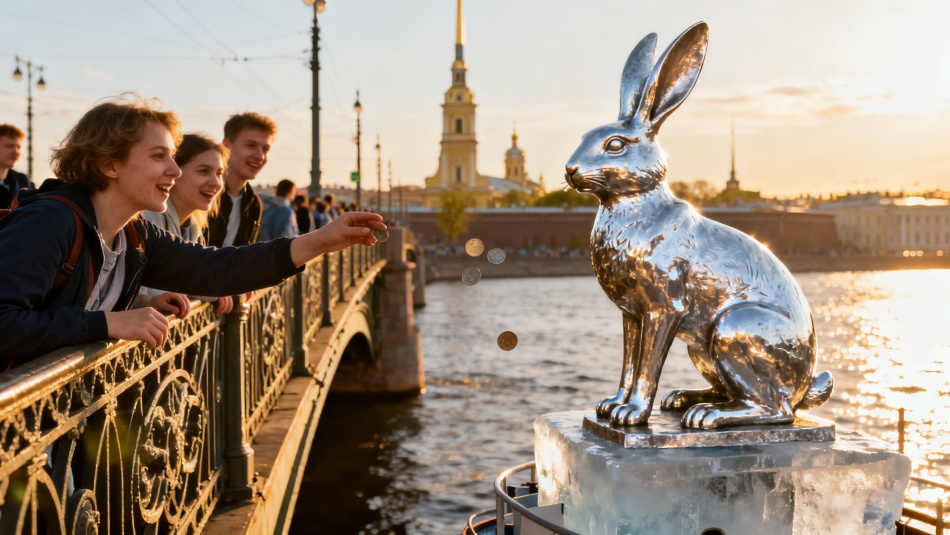 Заяц Арсений на Иоанновском мосту обновил облик к лету