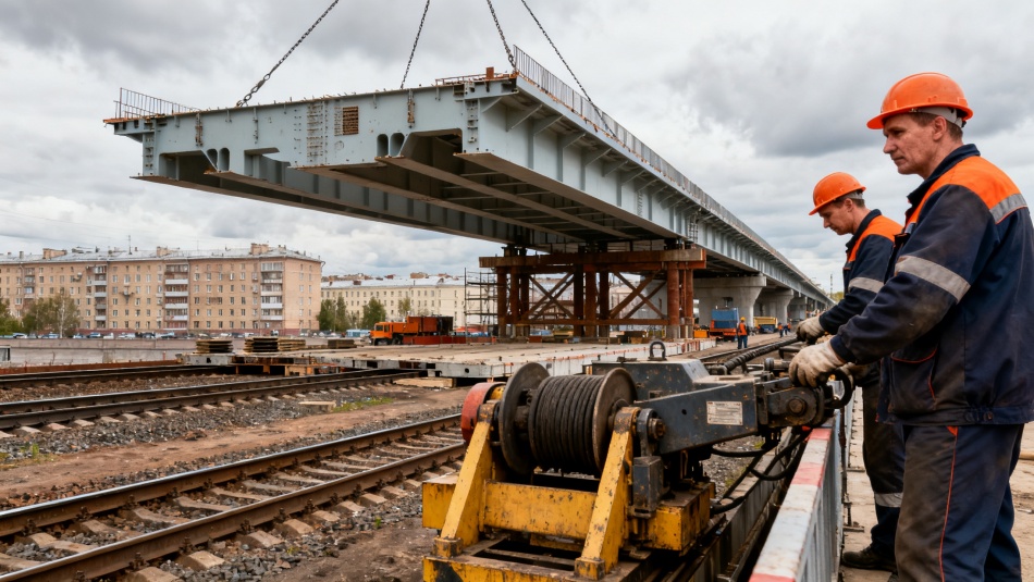 На Цимбалинском путепроводе завершена половина монтажа металлоконструкций