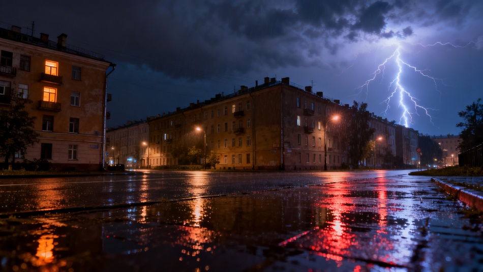 Гроза с молниями потревожила спящих жителей Петербурга ночью