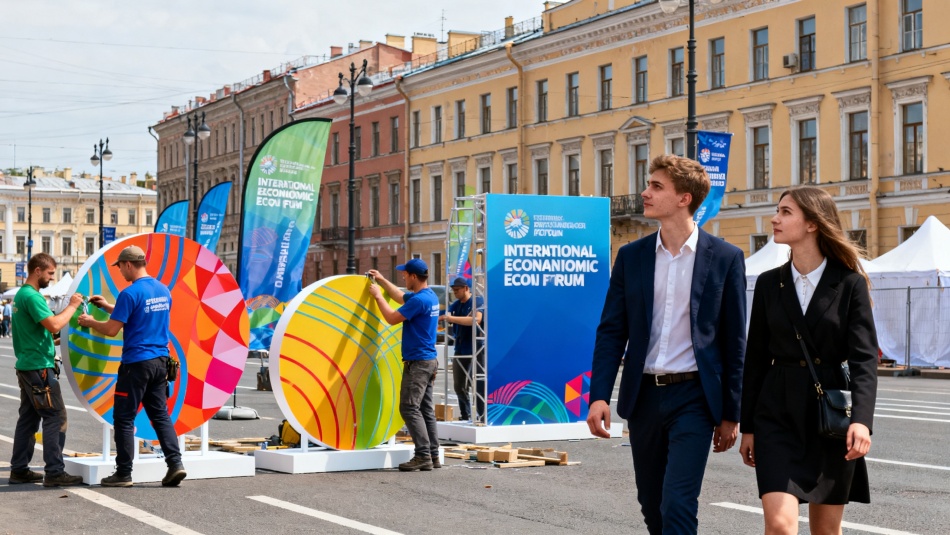 В Петербурге устанавливают декорации к ПМЭФ-2026 на улицах города