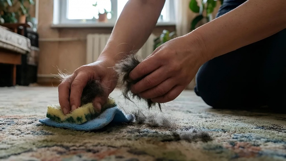 Три простых способа быстро убрать кошачью шерсть с ковра без лишних усилий