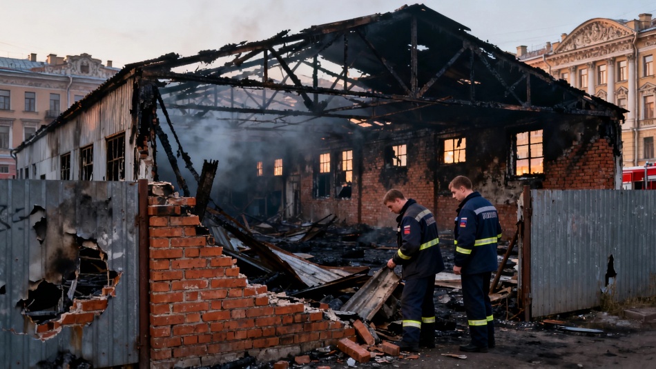 Четыре человека погибли при пожаре в ангаре у Финляндского вокзала