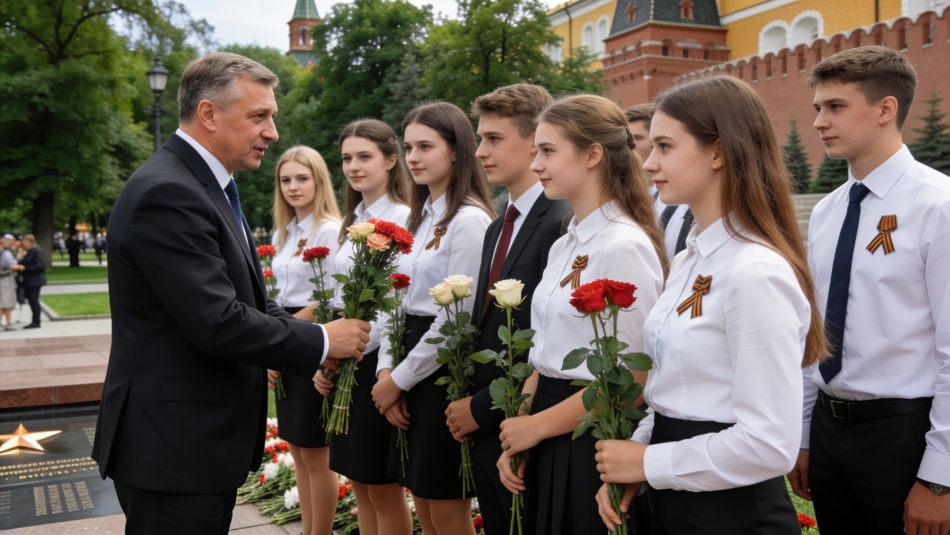 Выпускники Подмосковья почтили память героев у Могилы Неизвестного Солдата
