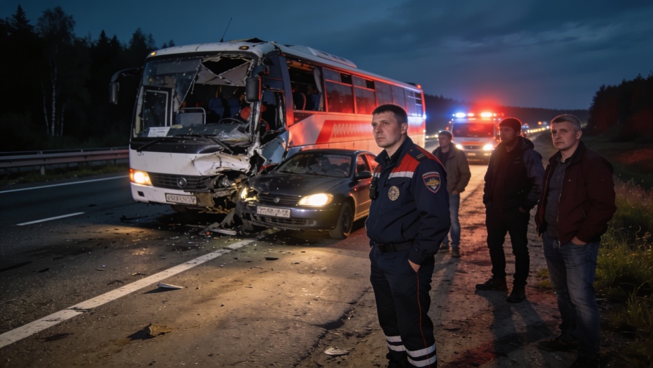 Автобус и легковушка столкнулись ночью под Новосибирском: подробности происшествия