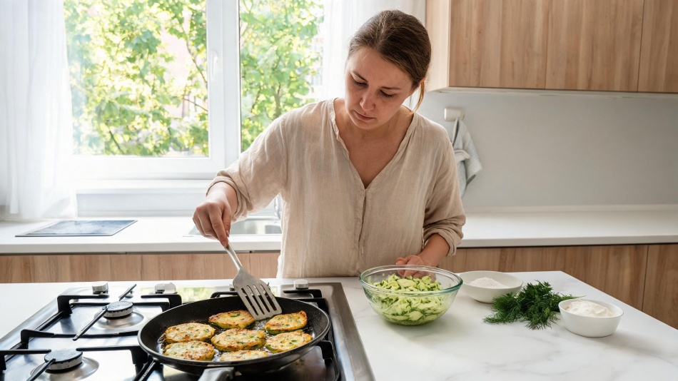 Кабачки за 10 минут: быстрый ужин с кукурузным крахмалом вместо оладий