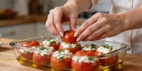 Фаршированные помидоры с мягким сыром в масле: рецепт для зимы и быстрых закусок