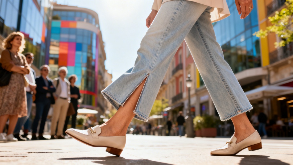 Короткие клеши снова в моде: как носить split-hem джинсы в 2026 году