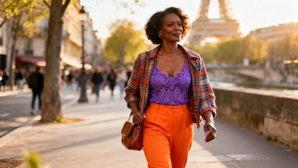 Фиолетовый и оранжевый: Трейси Эллис Росс  меняет правила весеннего гардероба