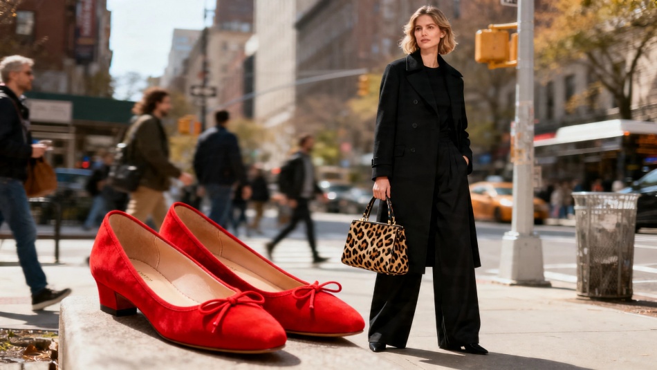 София Ричи показала, как леопардовая сумка и красные балетки меняют образ с джинсами