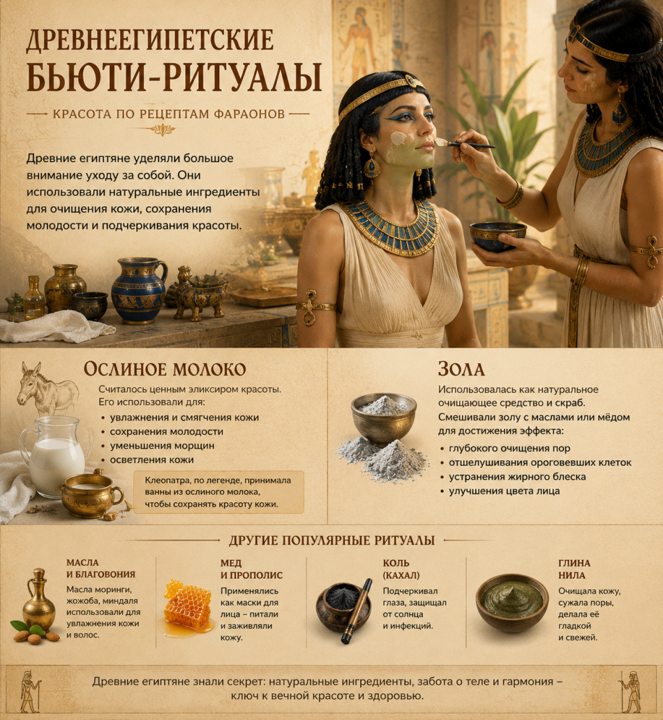 Древнеегипетские бьюти-ритуалы: ослиное молоко, зола и опасные помады
