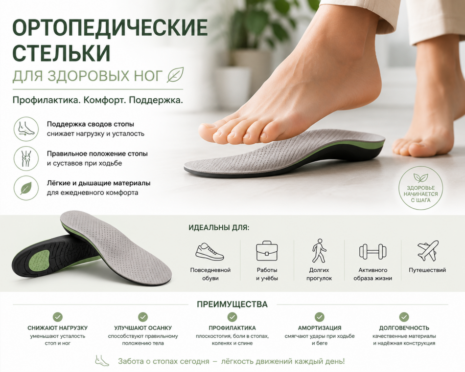Ортопедические стельки для здоровых ног: стоит ли носить и кому они нужны
