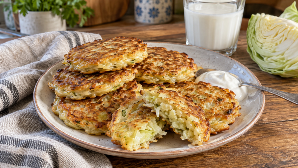 Капустные оладьи готовятся из простых продуктов и подходят для ужина