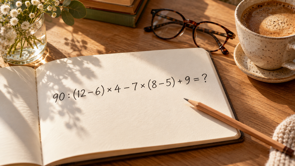 Даже отличники ошибаются в этом примере: сколько будет 90 : (12 − 6) × 4 − 7 × (8 − 5) + 9?
