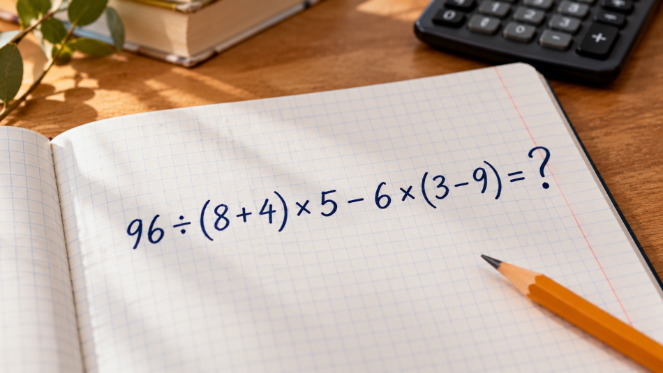 96 ÷ (8 + 4) × 5 − 6 × (3 − 9) = ? Сложный пример из школы, на котором ошибаются даже взрослые