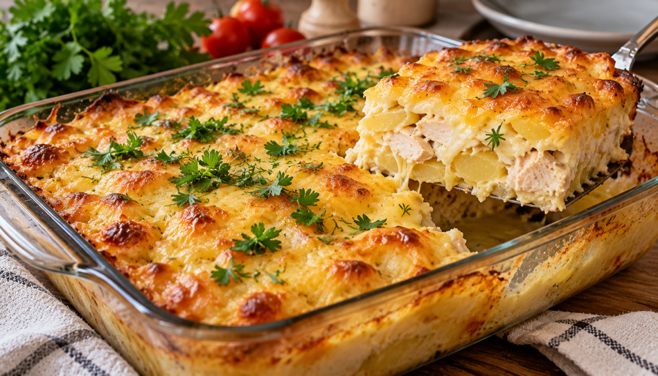Запеканка с курицей и картофелем подойдет для праздничного стола
