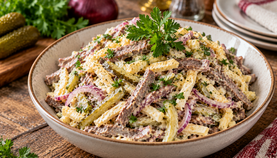 Салат «Посольский» с краковской колбасой: простая и вкусная закуска для праздничного стола