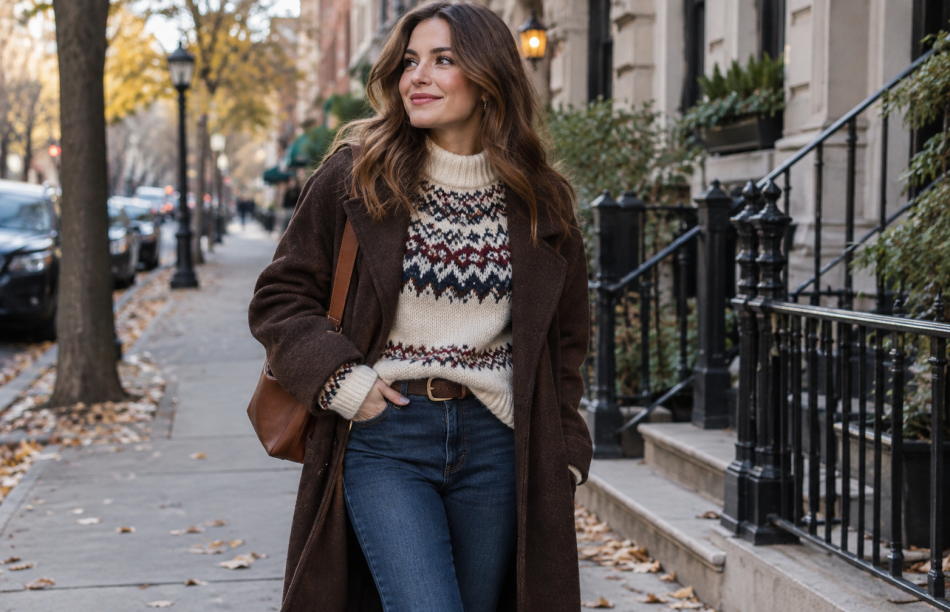 Шесть модных образов с узором Fair Isle: что носить зимой в офис и на вечеринки