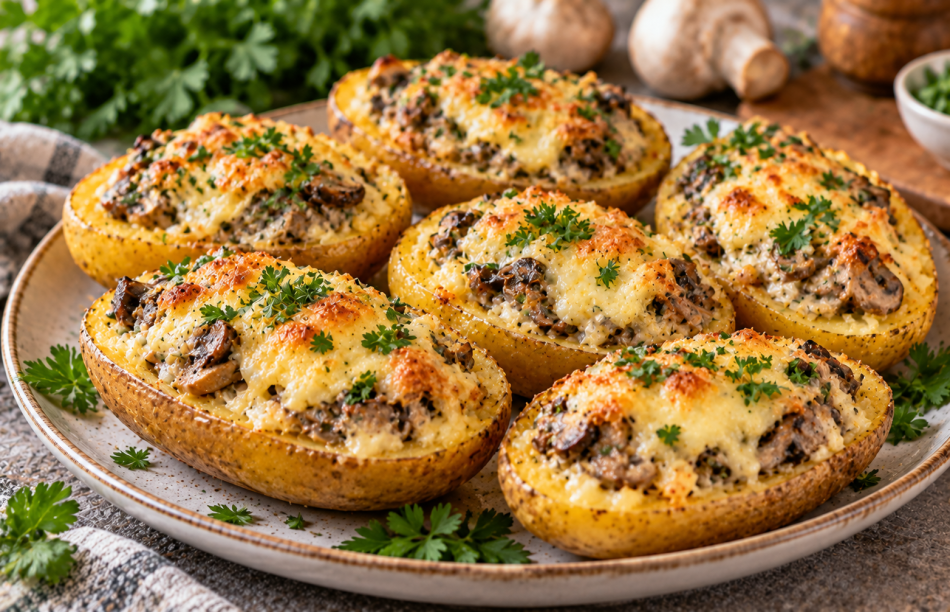 Картофельные лодочки с шампиньонами в духовке: сытное блюдо вместо привычного гарнира