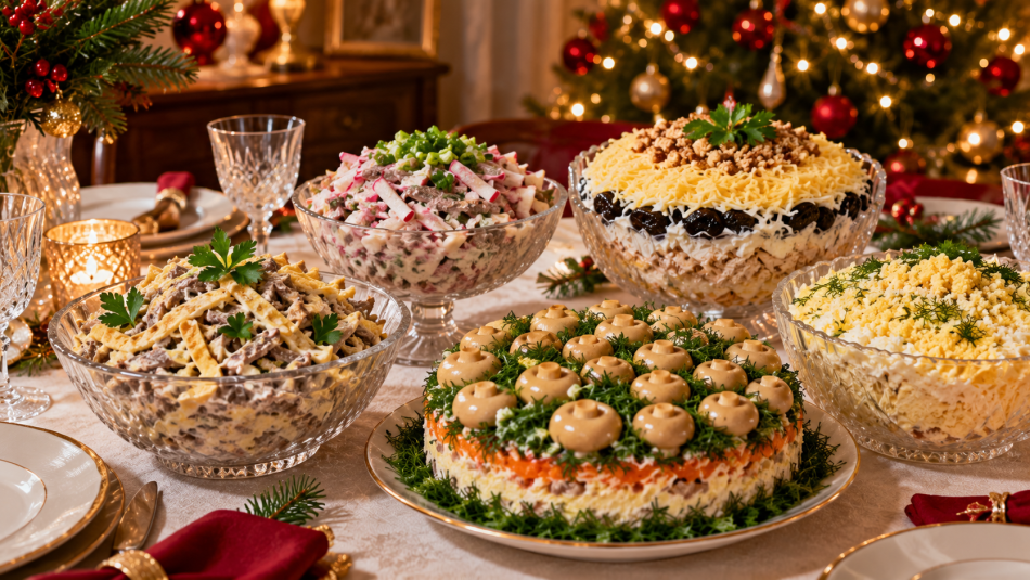 Что приготовить на Новый год 2027 вместо оливье: 5 салатов с мясом, сыром и грибами